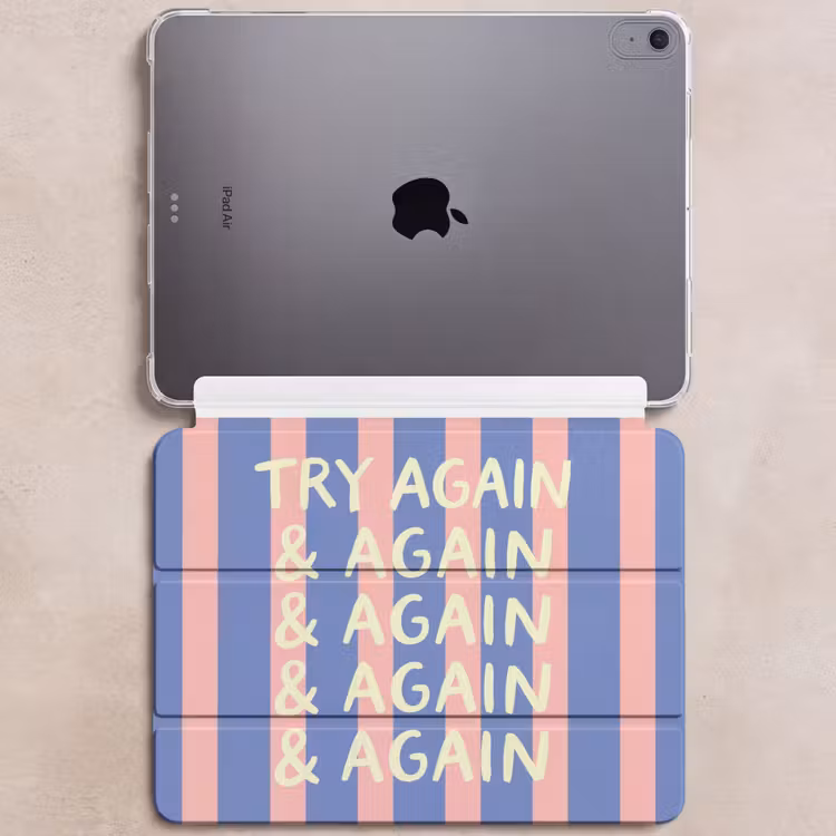 iPad hoes - Try again - Strepen - Roze - Verticaal - Blauw — 6