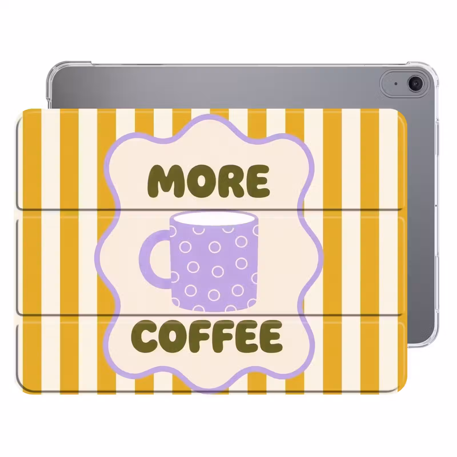 iPad hoes - More coffee - Geel - Paars - Strepen - Mok — 1
