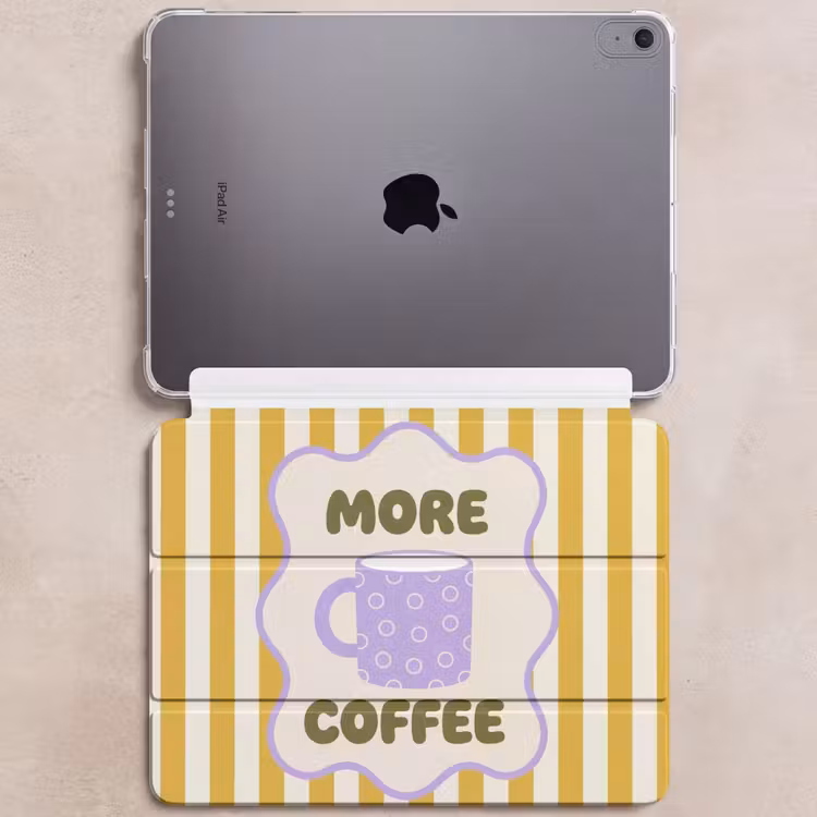 iPad hoes - More coffee - Geel - Paars - Strepen - Mok — 6