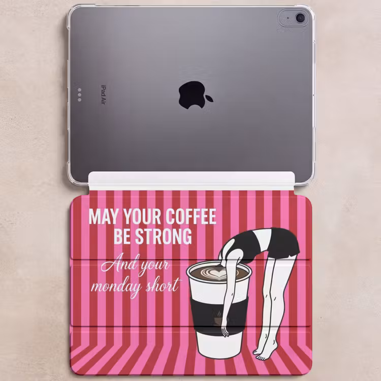 iPad hoes - Roze - Strepen - Koffie - Maandag — 6