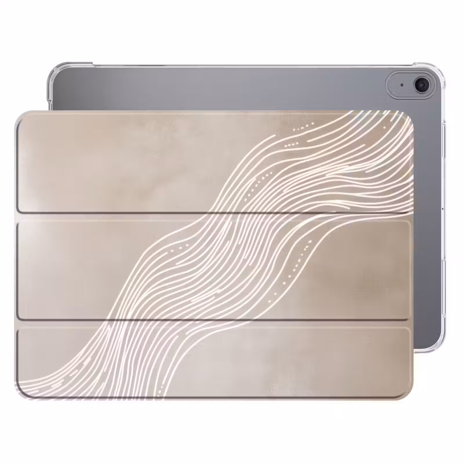 iPad hoes - Golvende lijnen - Vloeiend - Zandkleurig — 1