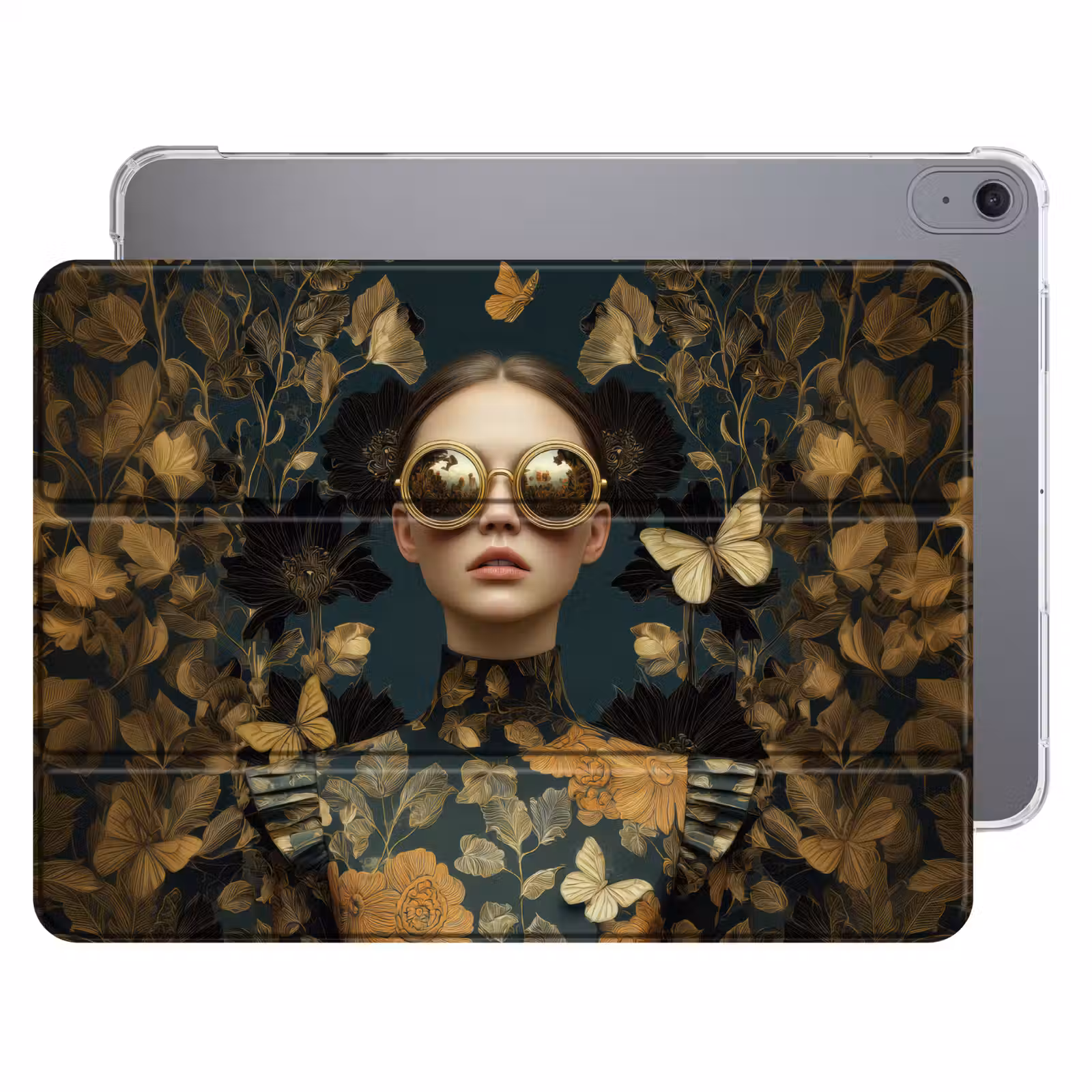 iPad hoes - Vrouw - Bladeren - Goud - Vlinders — 1