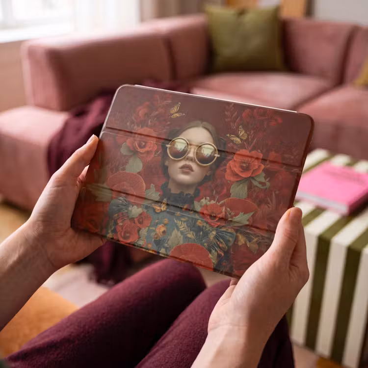 iPad hoes - Bloemen - Dieprood - Zonnebril - Vrouw — 4