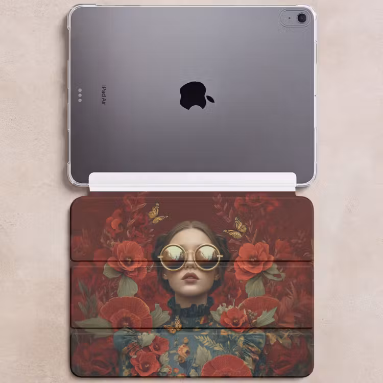 iPad hoes - Bloemen - Dieprood - Zonnebril - Vrouw — 6