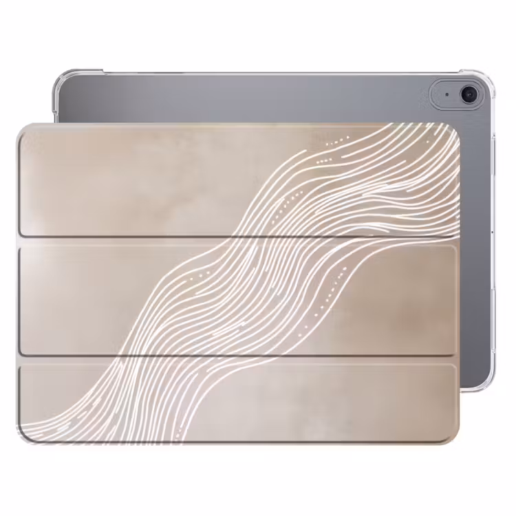 iPad hoes - Golvende lijnen - Vloeiend - Zandkleurig — 1