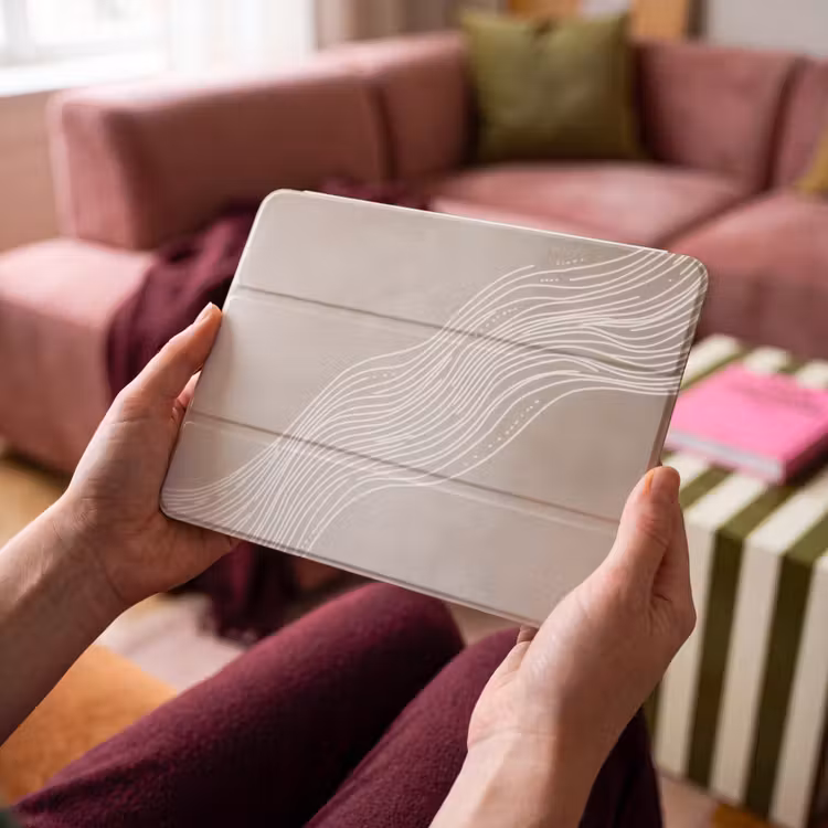 iPad hoes - Golvende lijnen - Vloeiend - Zandkleurig — 4