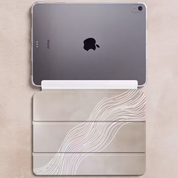 iPad hoes - Golvende lijnen - Vloeiend - Zandkleurig — 6