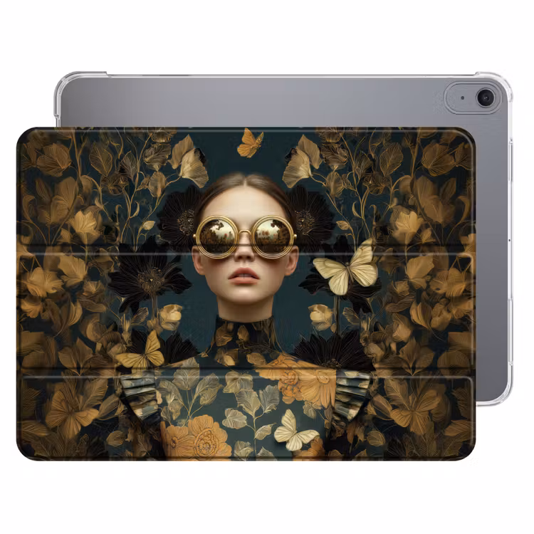 iPad hoes - Vrouw - Bladeren - Goud - Vlinders — 1