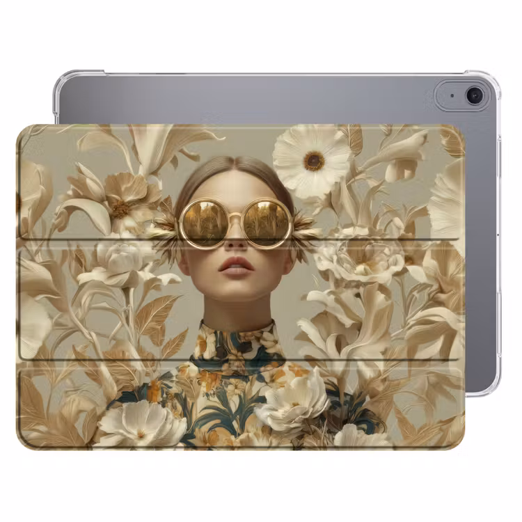 iPad hoes - Vrouw - Bloemen - Zonnebril - Wit — 1