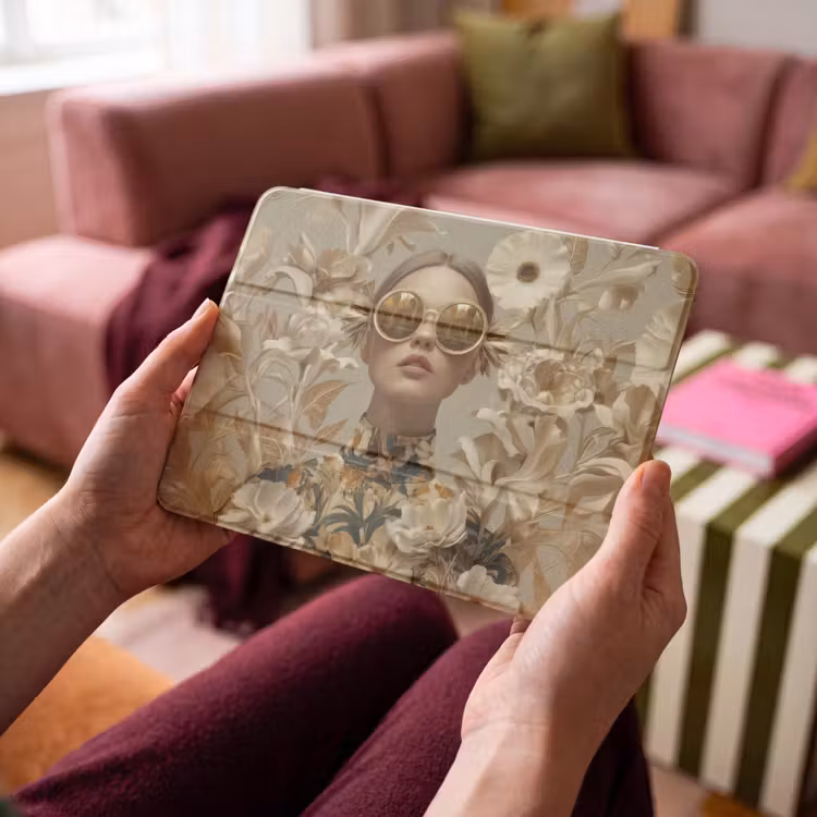 iPad hoes - Vrouw - Bloemen - Zonnebril - Wit — 4