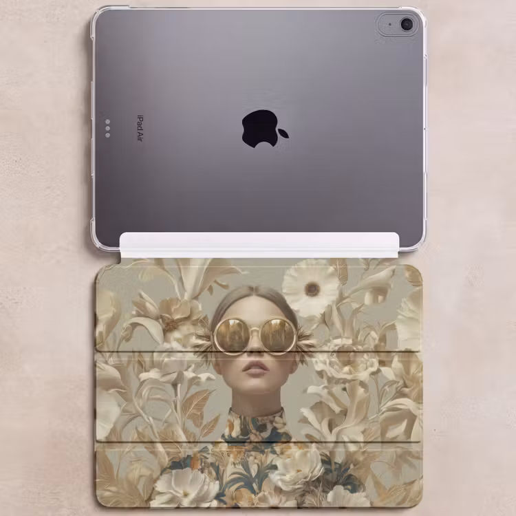 iPad hoes - Vrouw - Bloemen - Zonnebril - Wit — 6