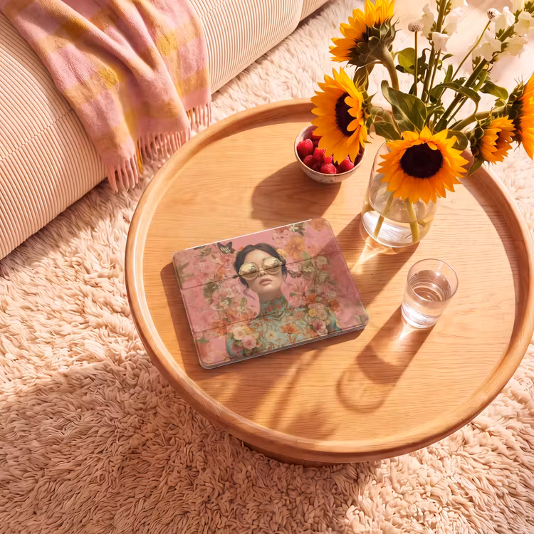iPad hoes - Vrouw - Bril - Roze - Bloemen — 2