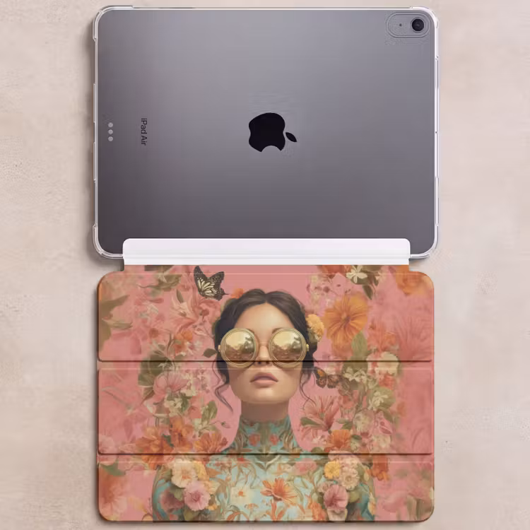 iPad hoes - Vrouw - Bril - Roze - Bloemen — 6