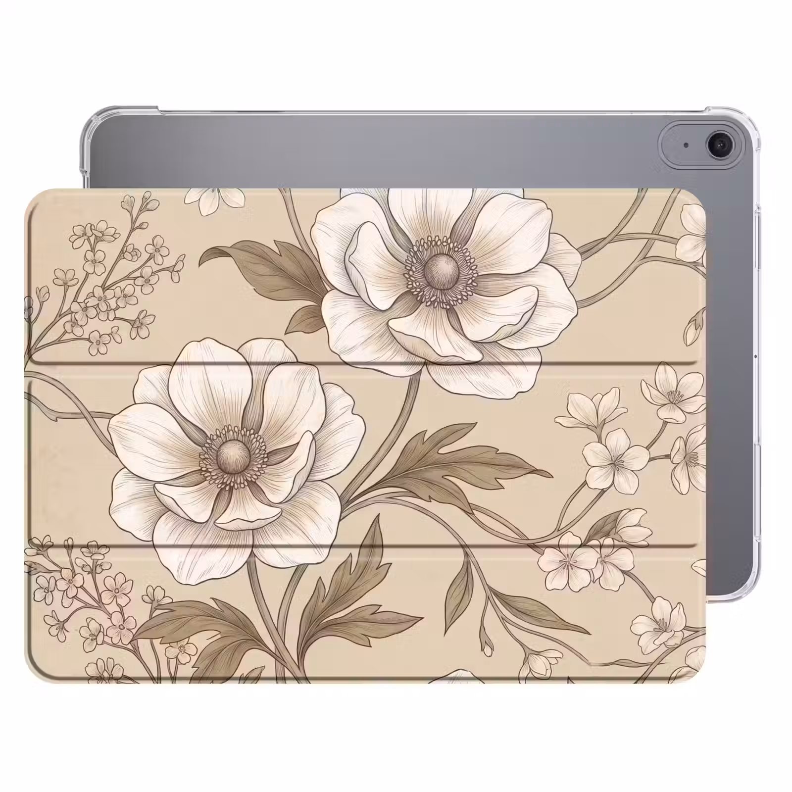 iPad hoes - Bloemen - Patroon - Beige — 1