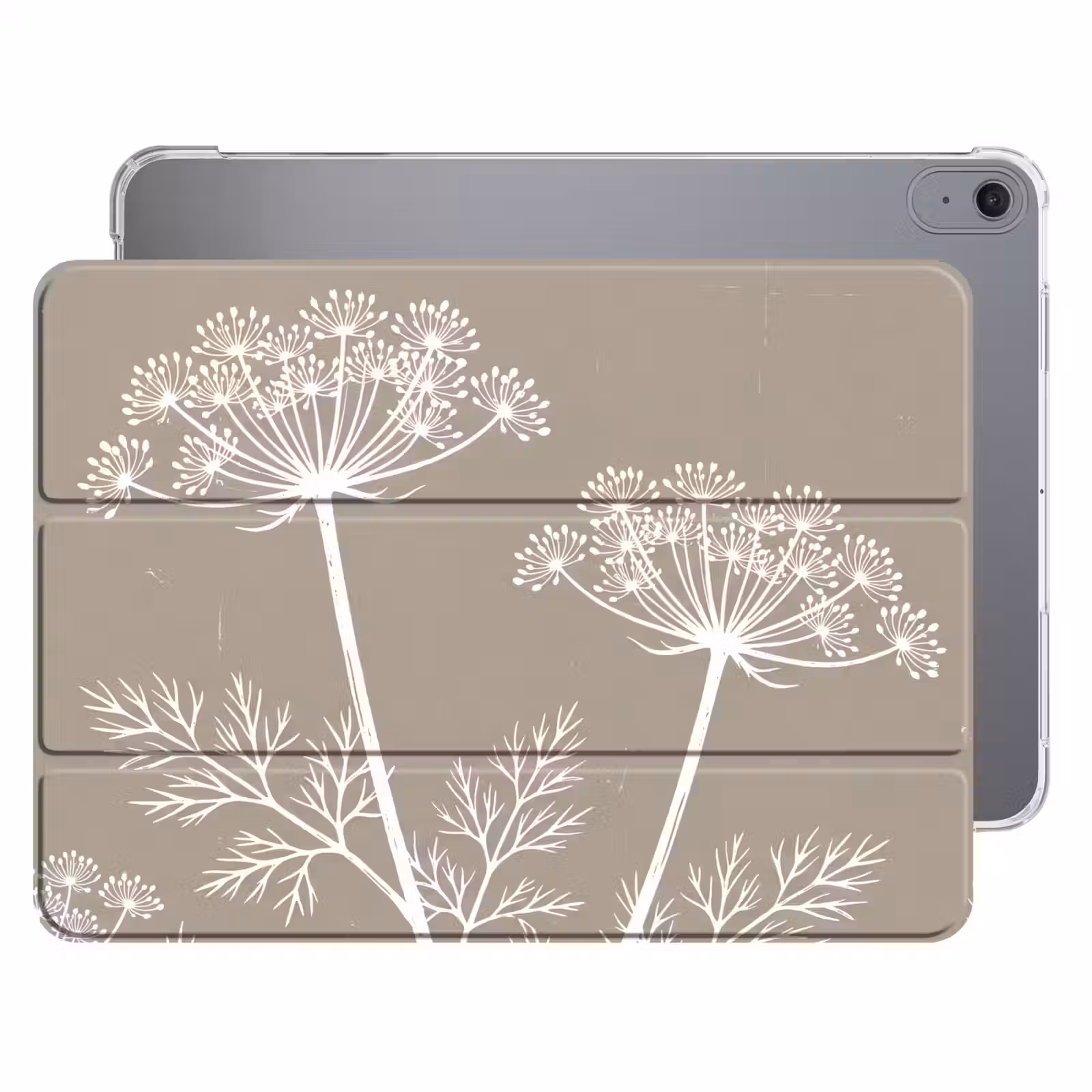 iPad hoes - Grafisch - Fluitenkruid - Taupe — 1