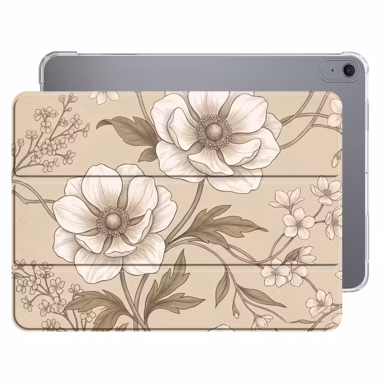 iPad hoes - Bloemen - Patroon - Beige — 1