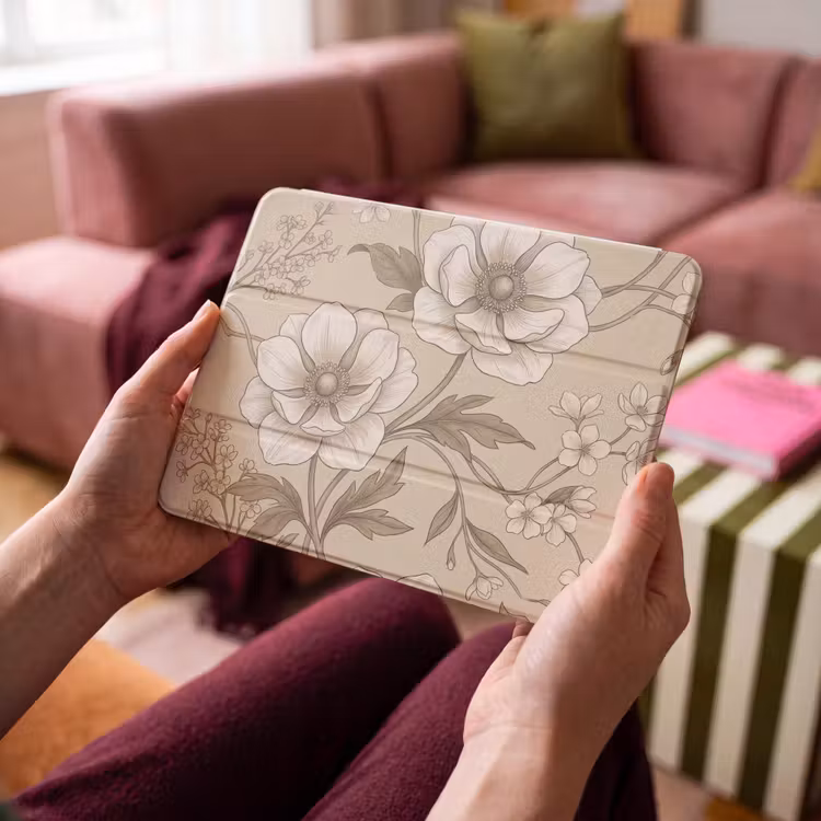 iPad hoes - Bloemen - Patroon - Beige — 4