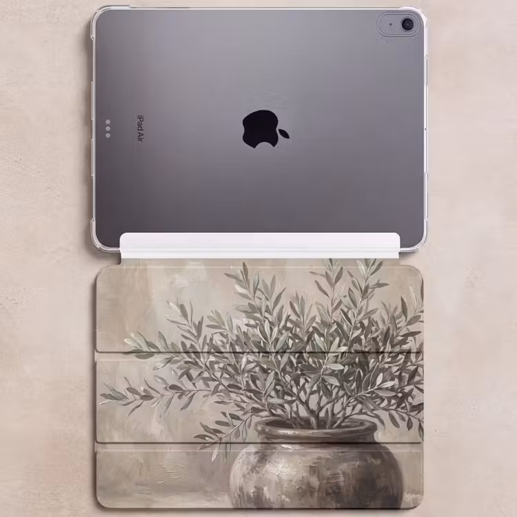 iPad hoes - Olijfplant - Aardenpot - Abstract - Beige — 6