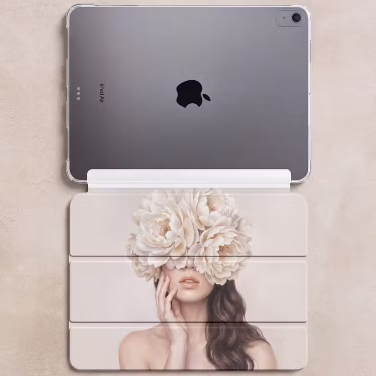 iPad hoes - Gezicht - Pioenrozen - Crème — 6