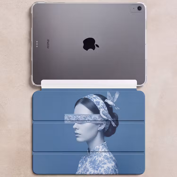 iPad hoes - Portret - Klassiek - Wit - Blauw — 6
