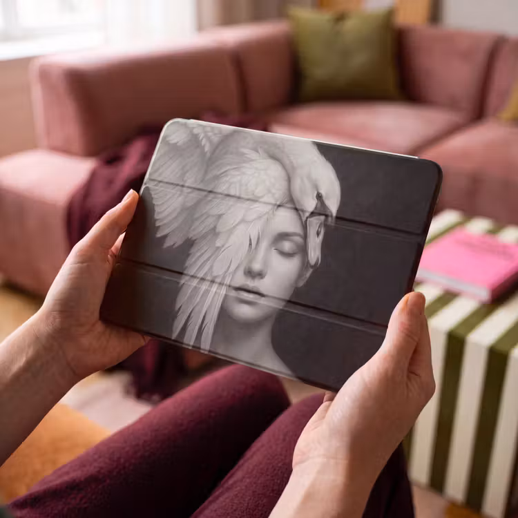 iPad hoes - Portret - Zwaan - Zwart - Wit — 4