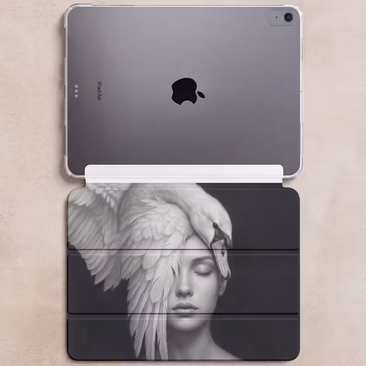 iPad hoes - Portret - Zwaan - Zwart - Wit — 6