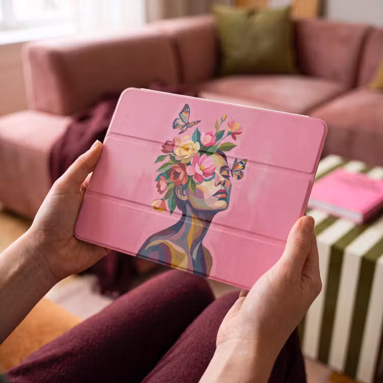 iPad hoes - Vrouwengezicht - Vlinders - Kleurrijk — 4