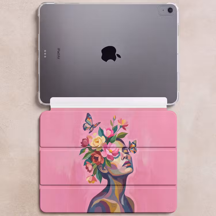 iPad hoes - Vrouwengezicht - Vlinders - Kleurrijk — 6