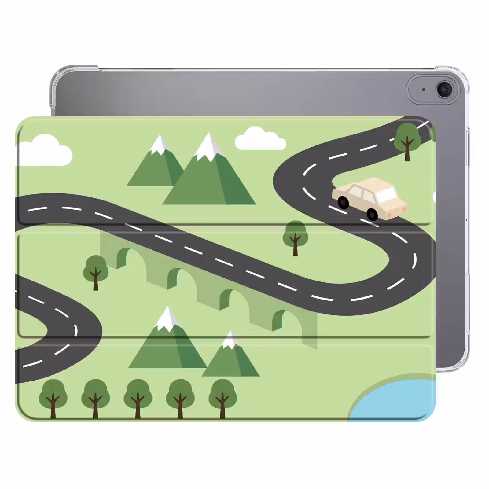 iPad hoes - Auto - Bergweg - Natuur - Illustratie — 1