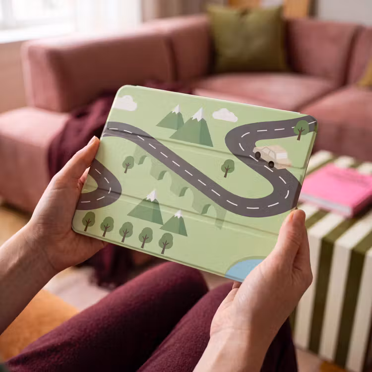iPad hoes - Auto - Bergweg - Natuur - Illustratie — 4