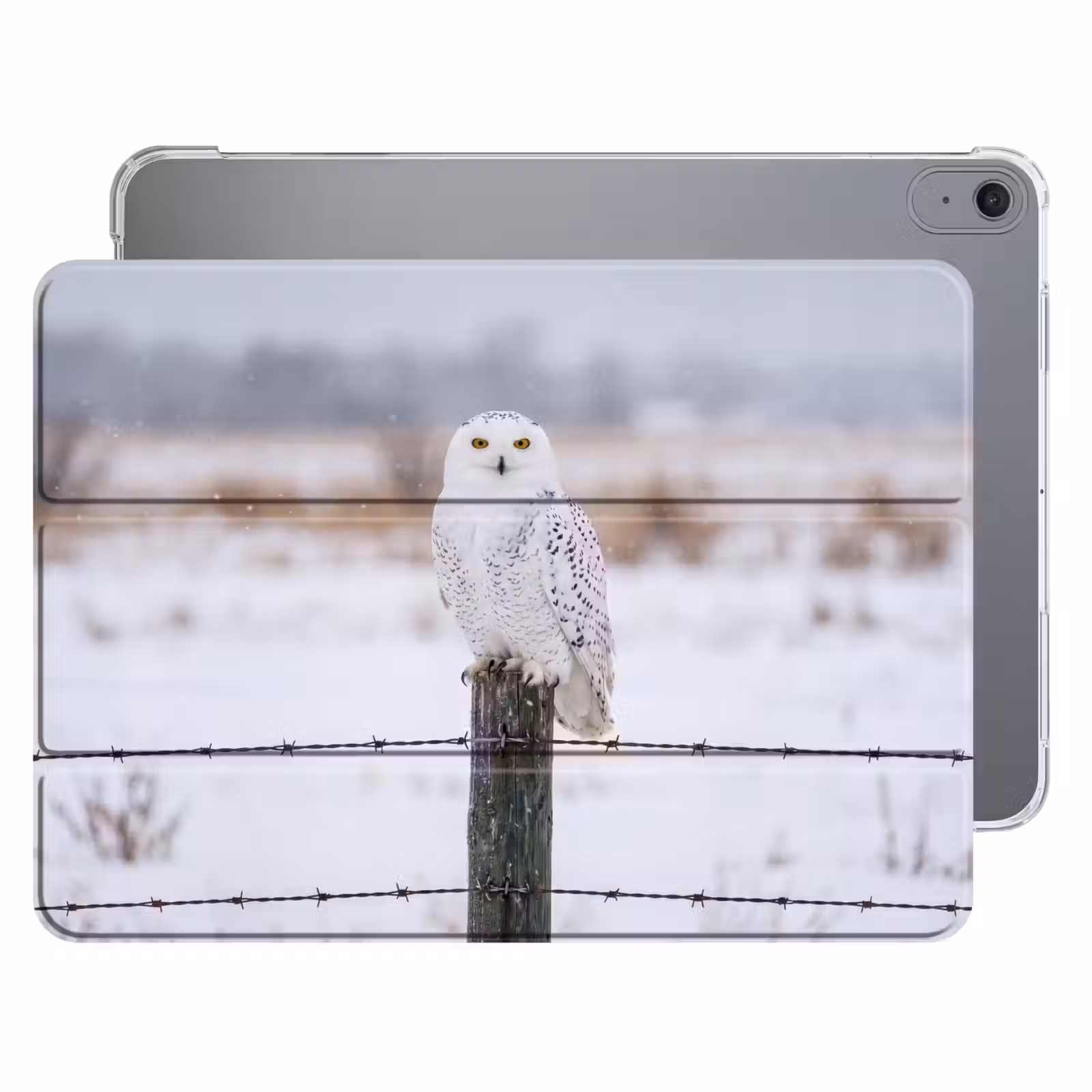 iPad hoes - Sneeuwuil - Hek - Sneeuw - Wit — 1