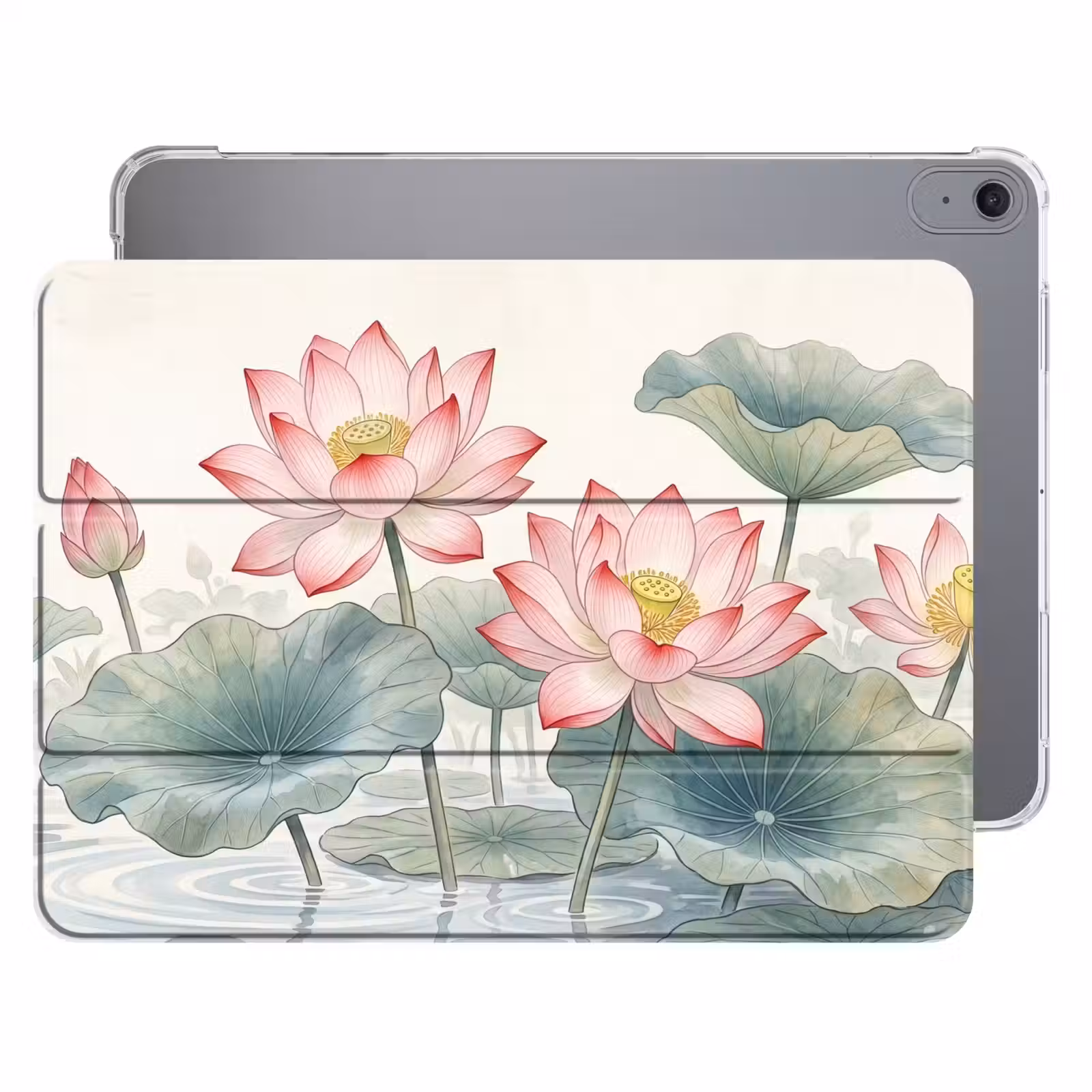 iPad hoes - Aquarel - Lotusbloemen - Kleurrijk — 1