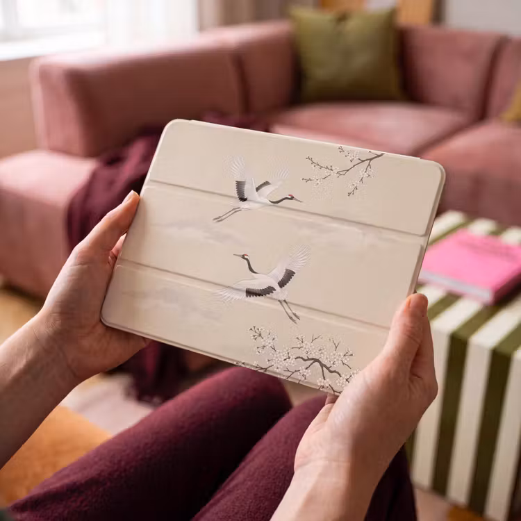 iPad hoes - Kraanvogels - Bloesem - Beige — 4