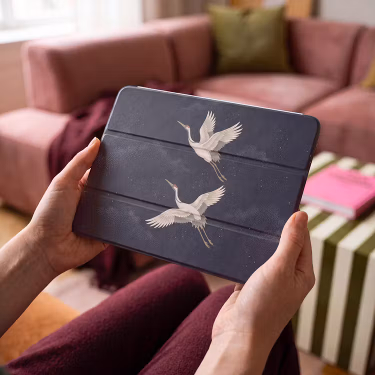 iPad hoes - Kraanvogels - Nachthemel - Blauw — 4