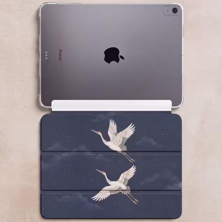 iPad hoes - Kraanvogels - Nachthemel - Blauw — 6
