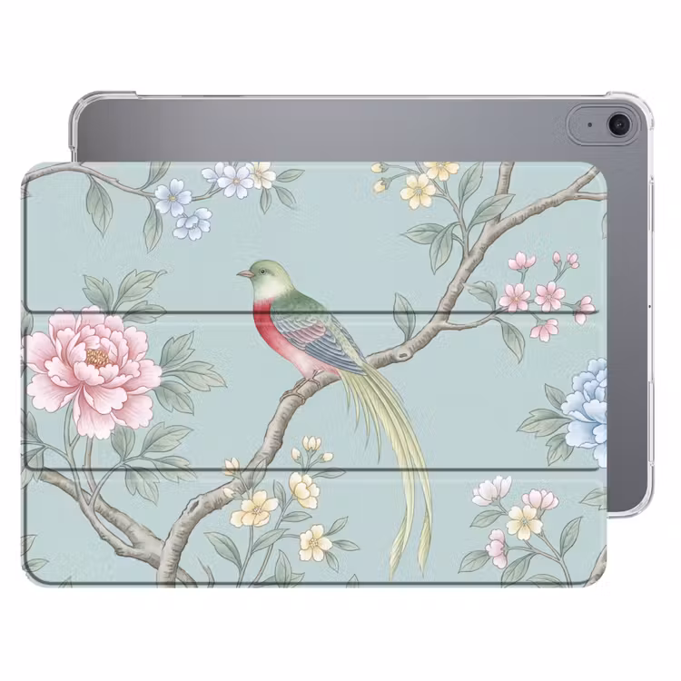 iPad hoes - Vogel - Bloemen - Kleurrijk — 1