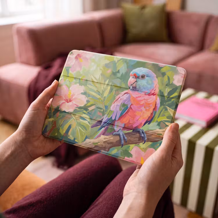 iPad hoes - Papagaai - Hibiscusbloemen - Kleurrijk — 4