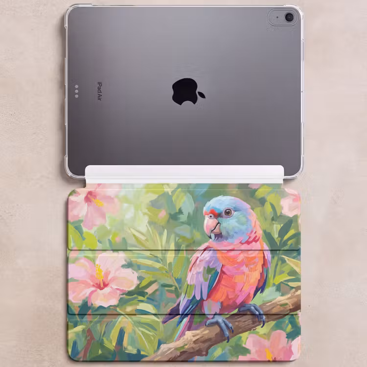 iPad hoes - Papagaai - Hibiscusbloemen - Kleurrijk — 6