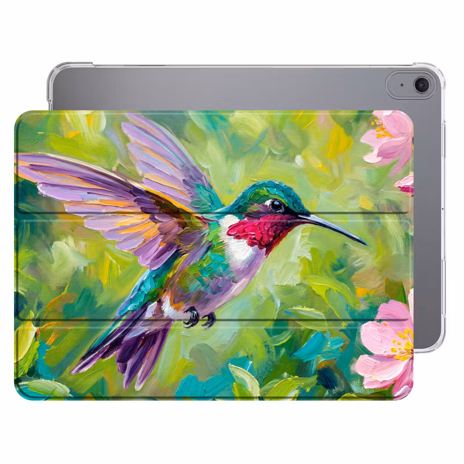 iPad hoes - Kolibrie - Bloemen - Natuur - Kleurrijk — 1