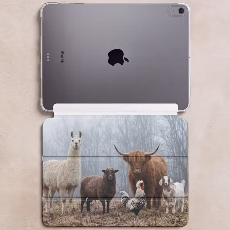 iPad hoes - Boerderijdieren - Groep - Mist - Natuur - Rustiek — 6