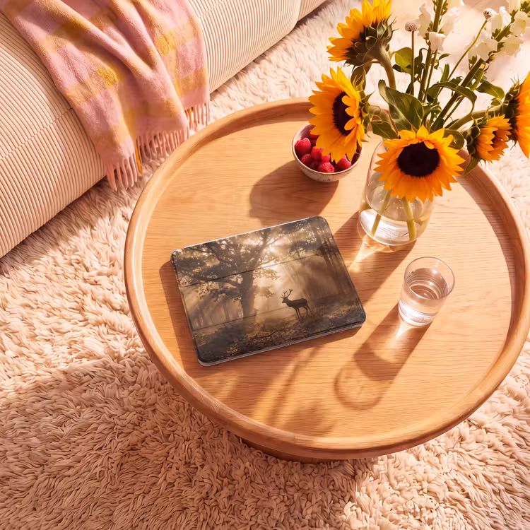 iPad hoes - Hert - Bos - Mistig - Natuur - Goud — 2