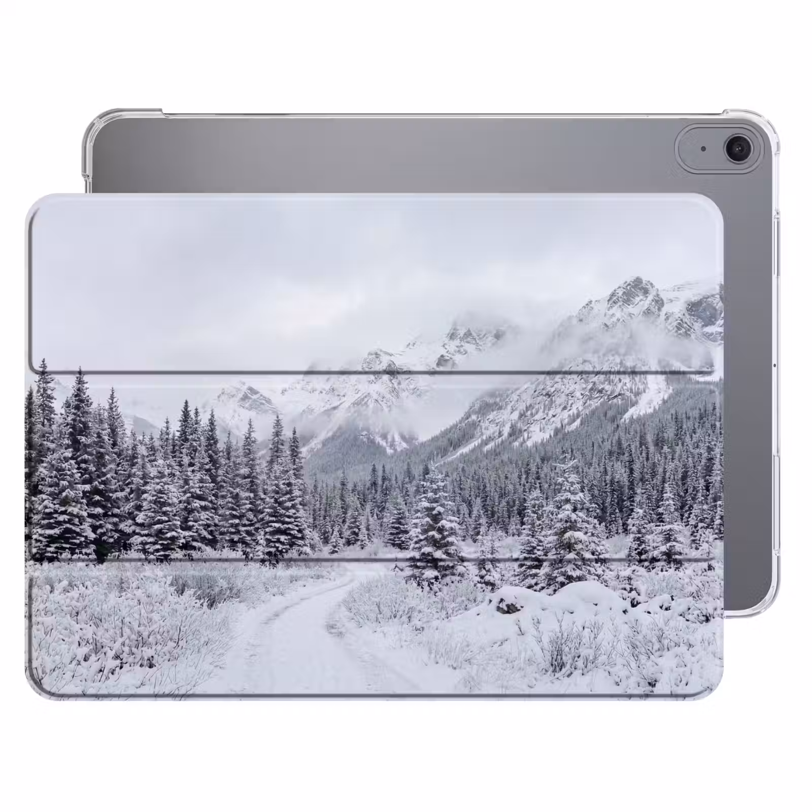 iPad hoes - Weg - Bergen - Sneeuw - Naaldbos - Avontuurlijk — 1