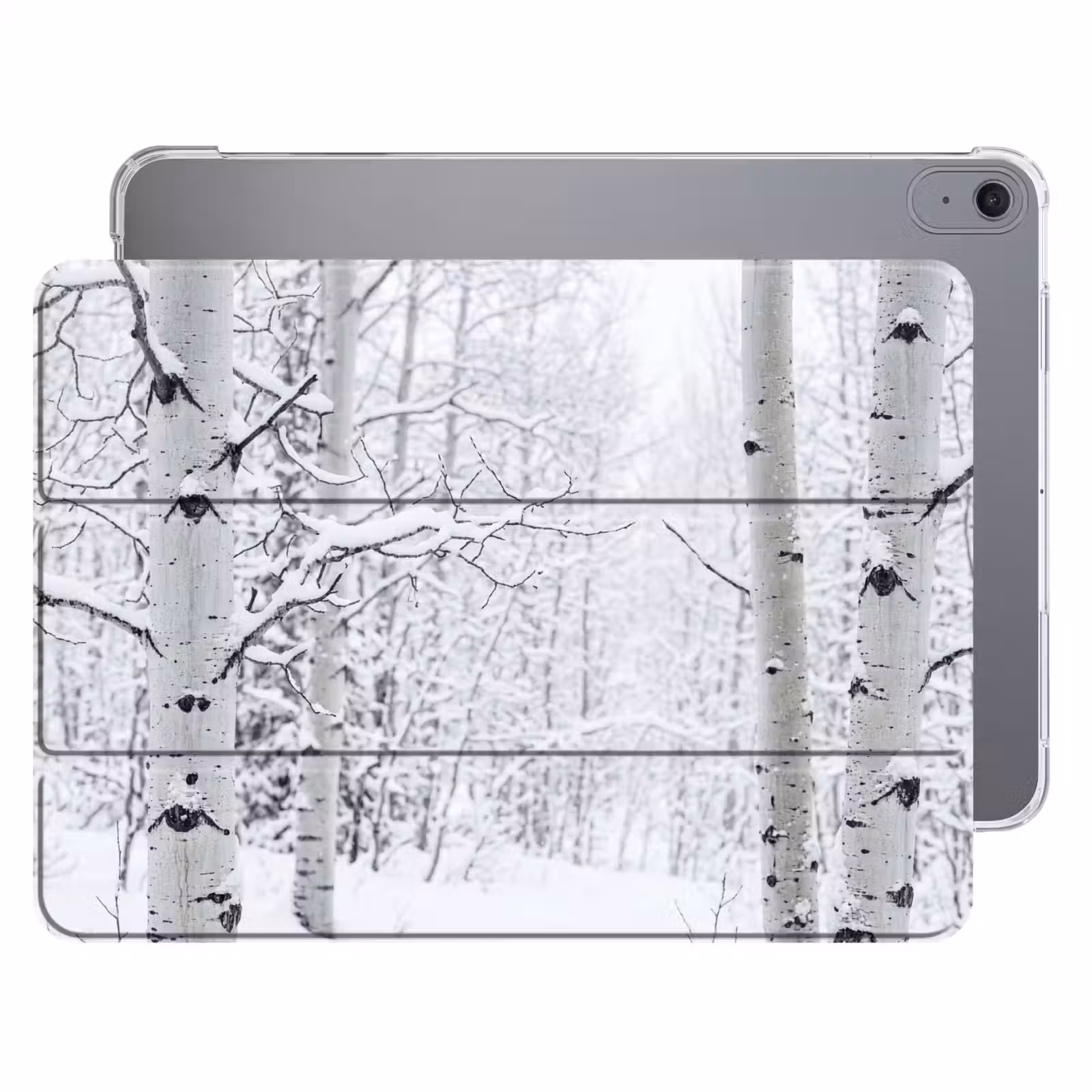 iPad hoes - Berkenbomen - Sneeuw - Winter - Bos - Wit — 1