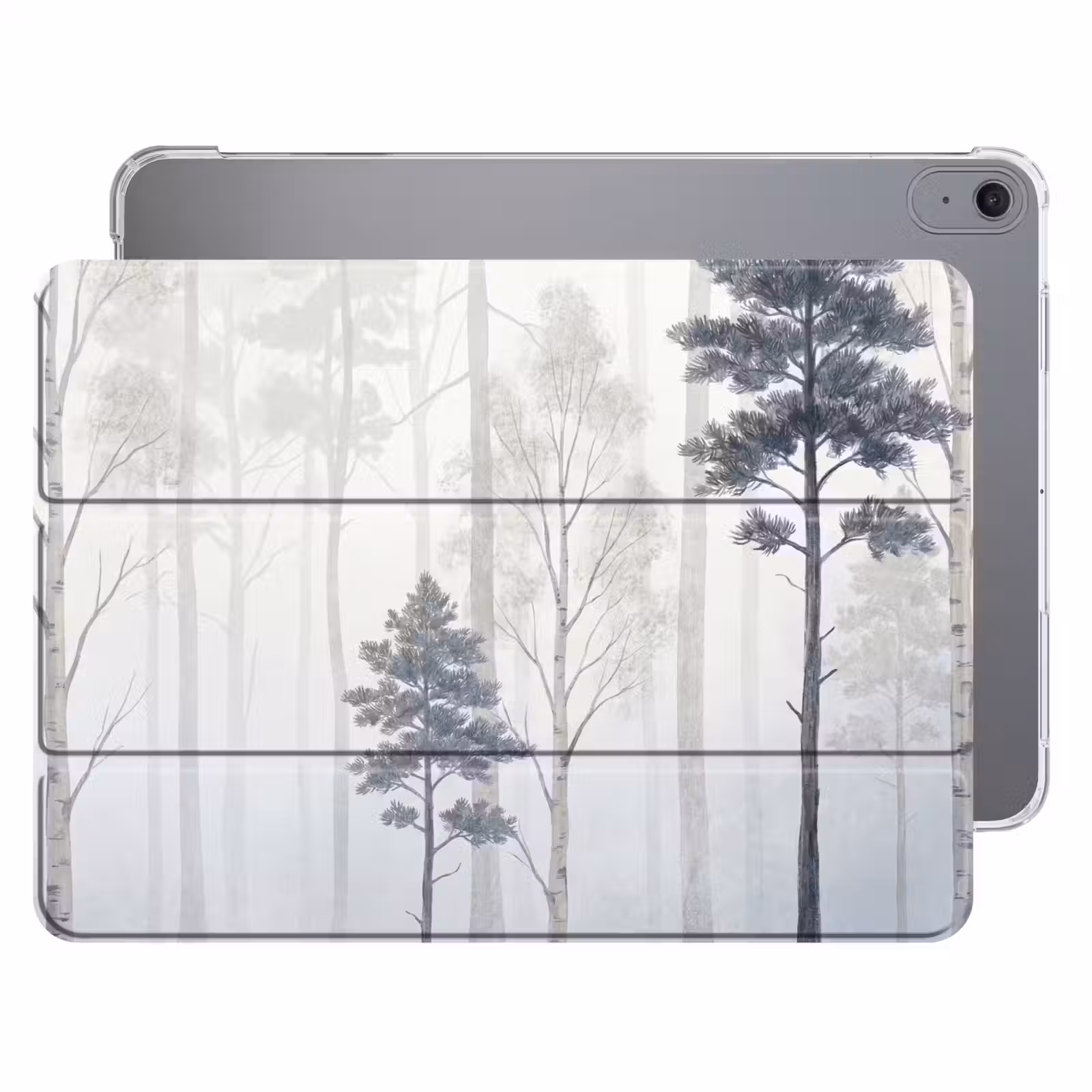 iPad hoes - Bos - Bomen - Mist - Natuur - Illustratie - Grijs — 1