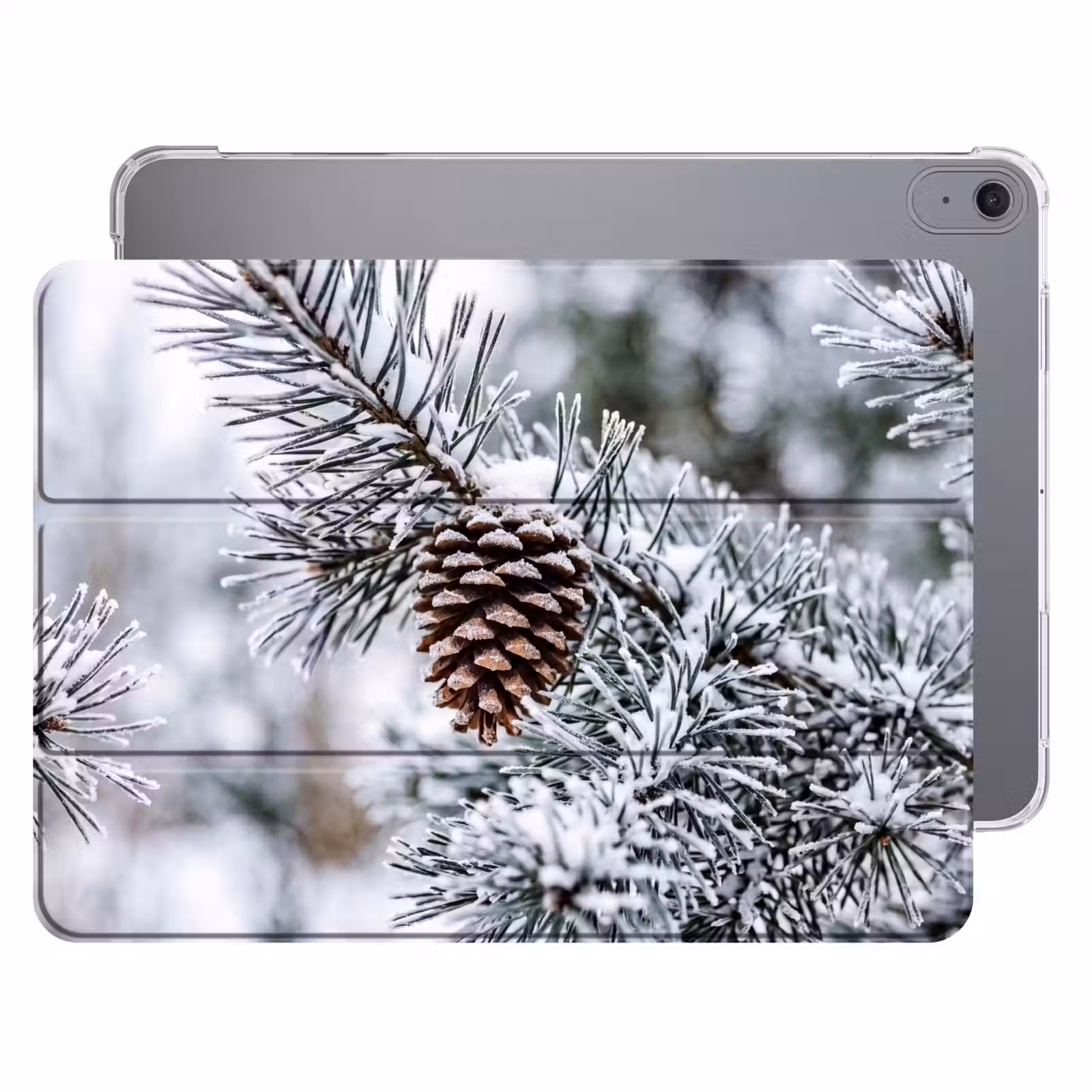 iPad hoes - Dennenappel - Tak - Sneeuw - Winter - Sfeervol — 1
