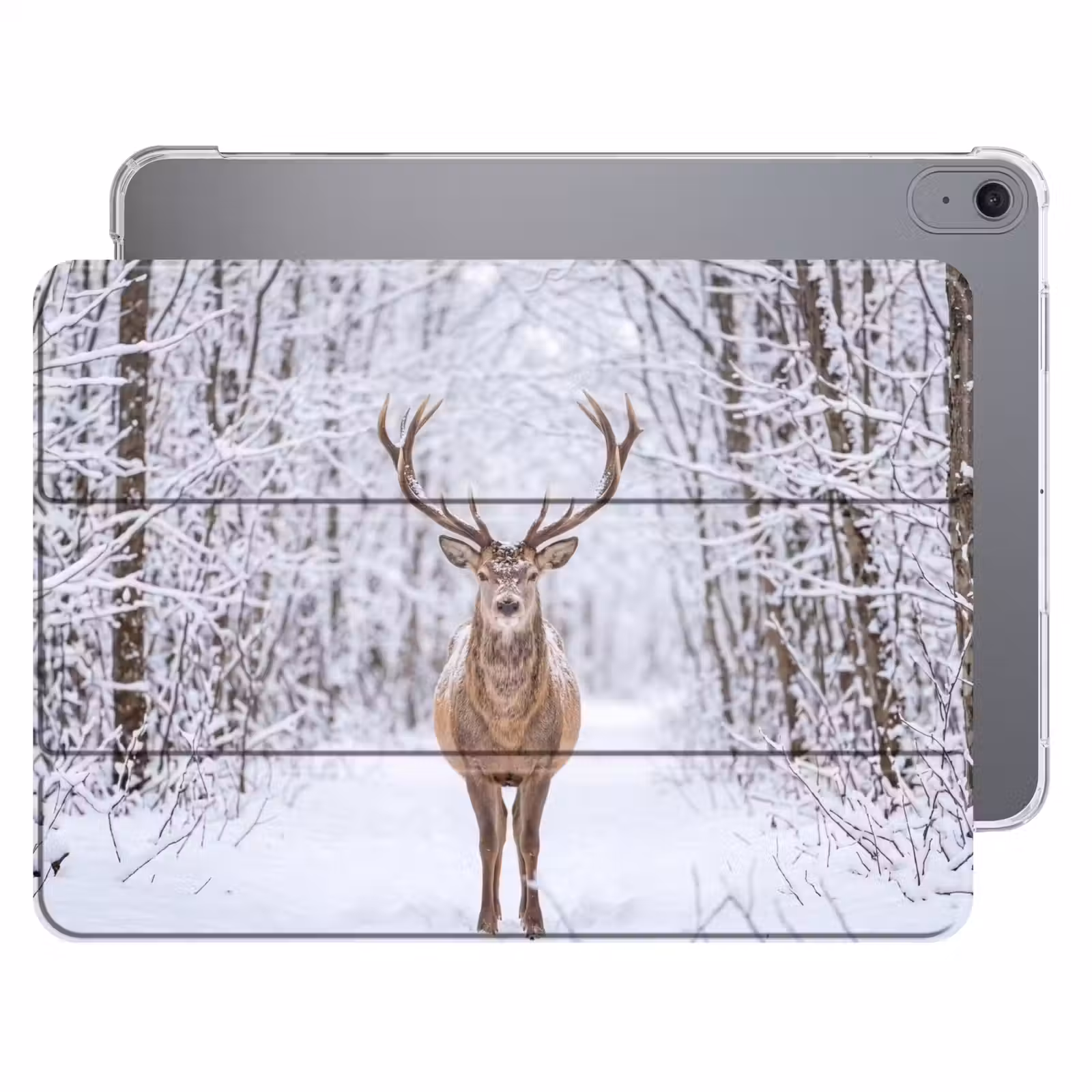 iPad hoes - Hert - Winter - Bos - Natuur - Wit — 1