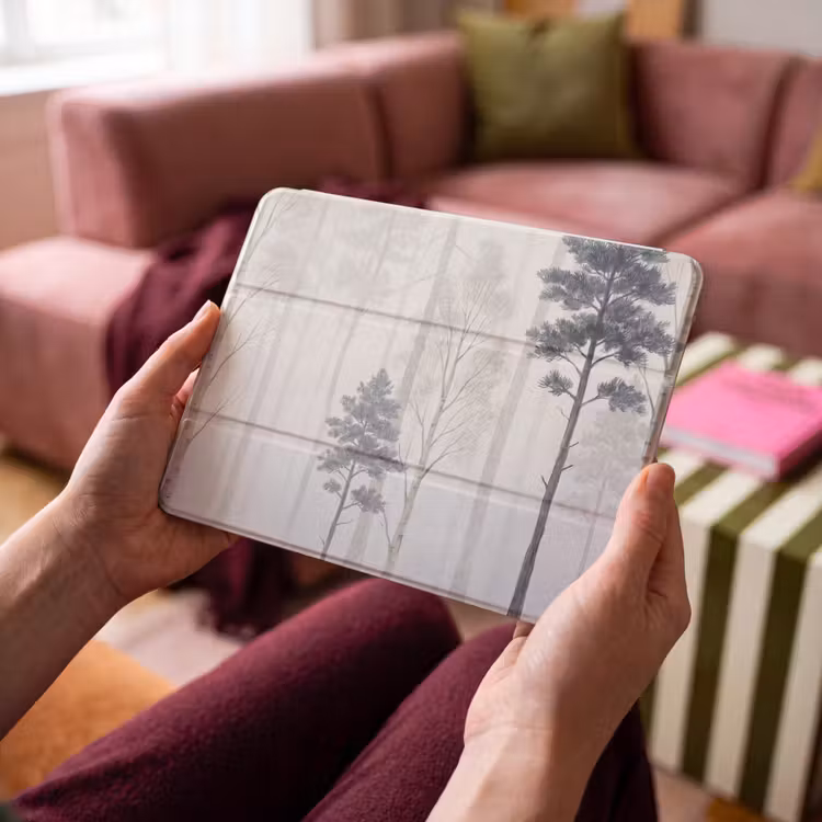 iPad hoes - Bos - Bomen - Mist - Natuur - Illustratie - Grijs — 4