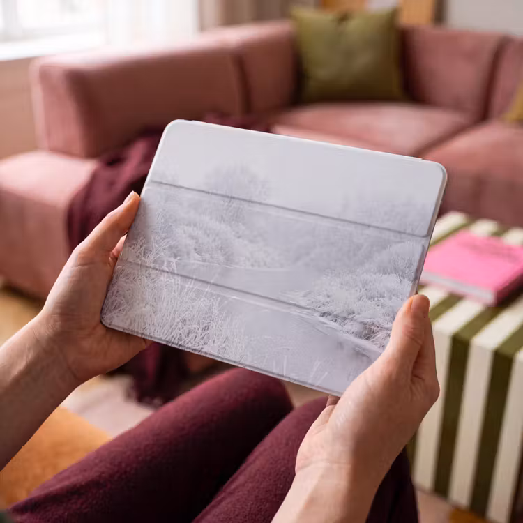 iPad hoes - Rivier - Sneeuw - Bos - Winter - Schilderachtig — 4