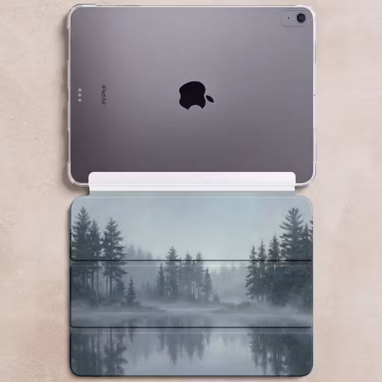 iPad hoes - Bos - Meer - Mist - Natuur - Grijs — 6