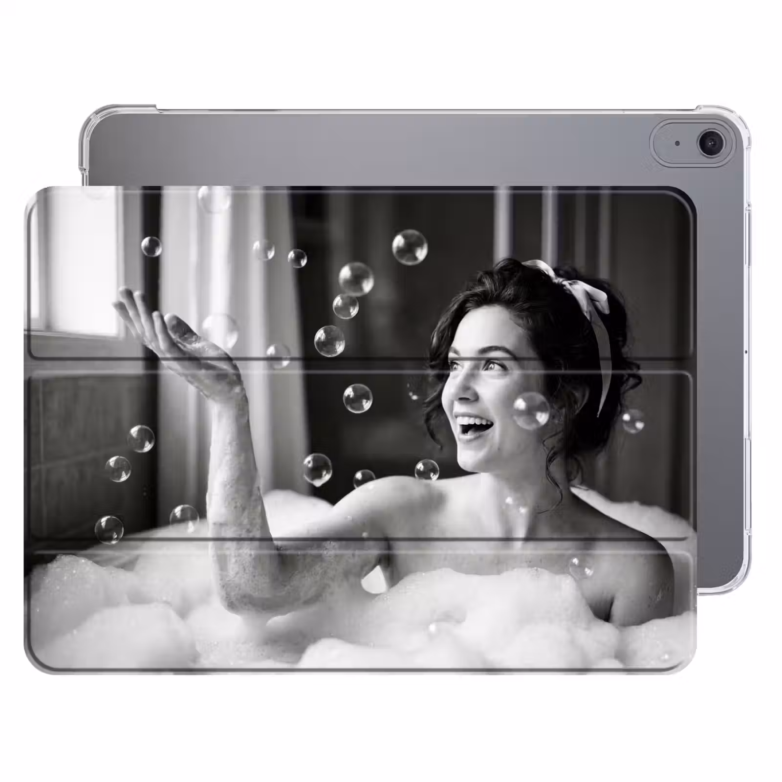 iPad hoes - Bad - Bubbels - Zwart - Wit — 1